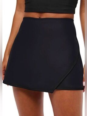 LASLULU A Line Mini Athletic Trendy Color Blocking Skort for workout tennis yoga